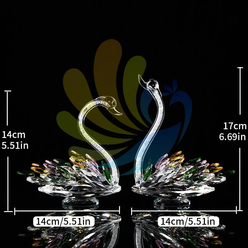 Crystal Swan Creative Living Room Porch Decoration TV Cabinet Wine Cabinet Window Home Decoration Crystal Crafts Oasis Select D 2pcs 17cm x 14cm