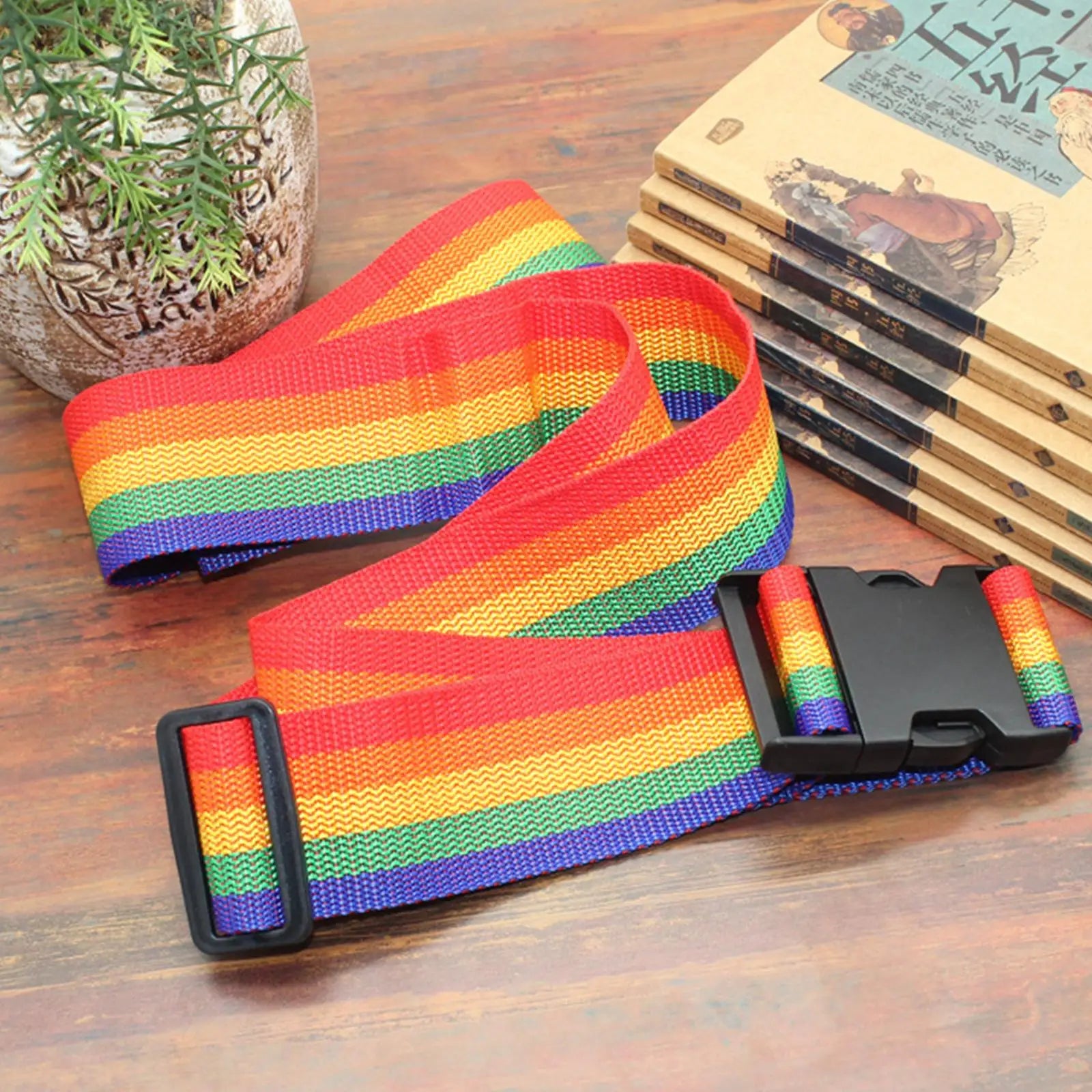 Rainbow Adjustable Luggage Strap – Secure Travel Suitcase Belt