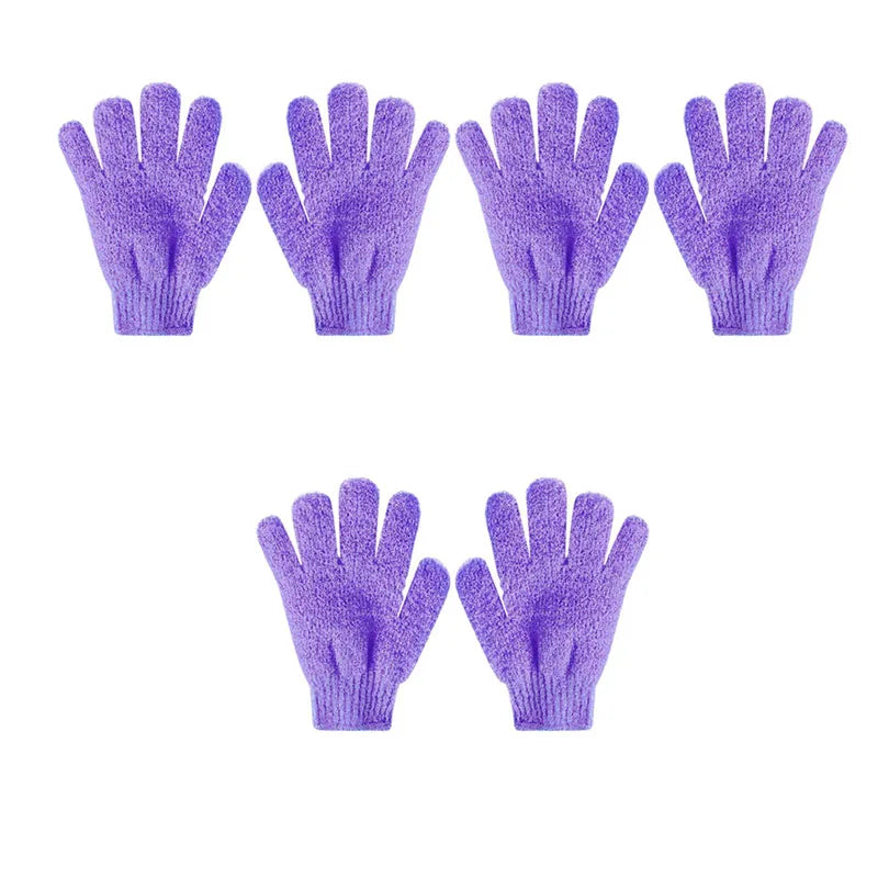1/2/3pairs Exfoliating Bath Gloves Double Sided Bath Gloves For Beauty Spa Massage Skin Shower Scrubber Bathing Accessories Oasis Select 3pairs purple