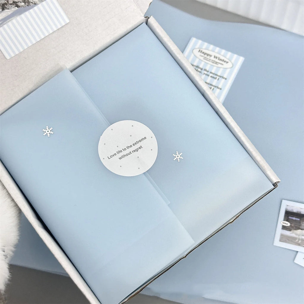 5Pcs High Beauty Ins Blue Matte Korean Su Paper Packaging Exquisite Large Waterproof Film Flower Gift Packaging Paper Oasis Select