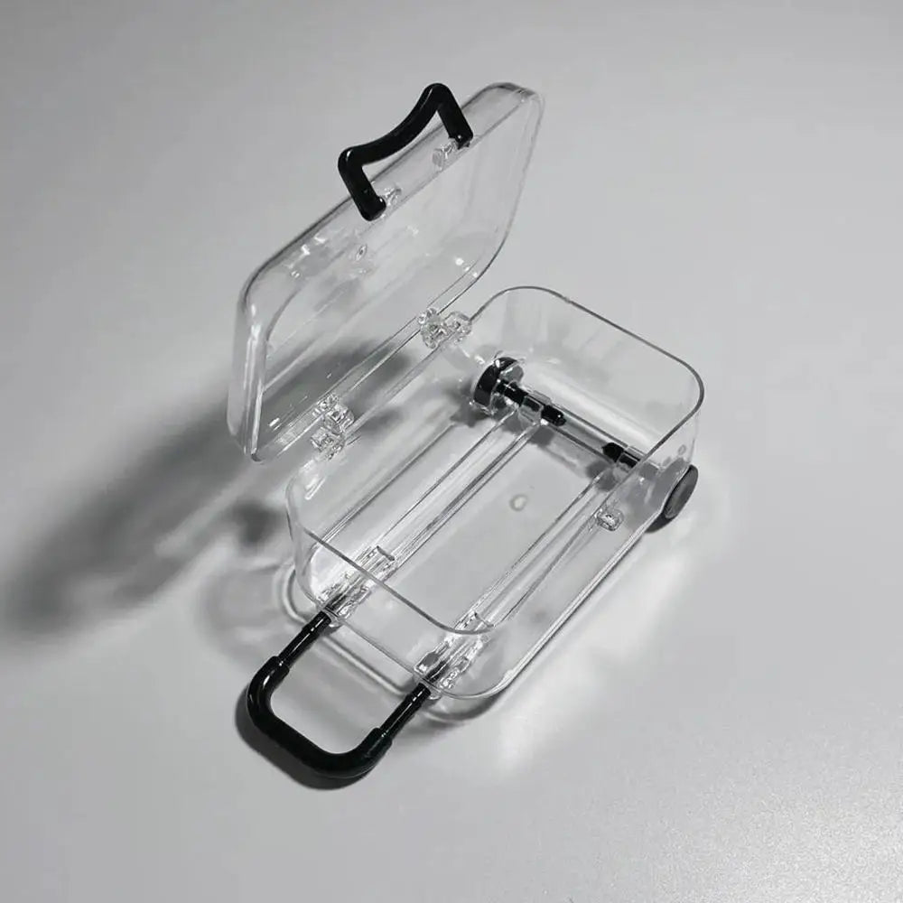 Mini Suitcase Storage Box – Transparent Plastic Jewelry Case