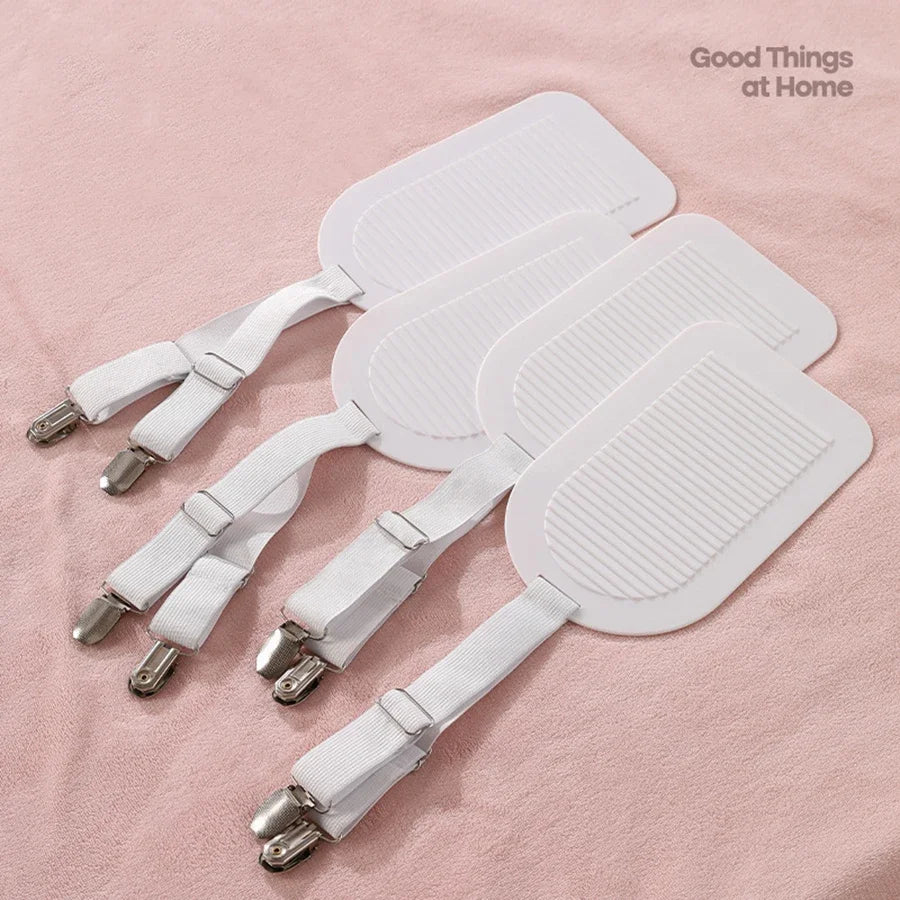 Bed Sheet Clips Adjustable Bed Sheet Holder Straps Set of 4 Elastic Fitted Bedding Clips Fasteners for Home Hotel Fur Remover Oasis Select 4 pcs