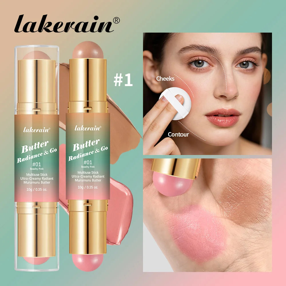Multipurpose Blush Stick Moisturizing Skin Long Lasting Natural Double-headed Bronzer-Blush Stick Pigmented Beauty Makeup Oasis Select