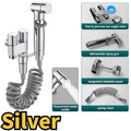 Toilet Cleaning Bidet Toilet Sprayer Set Water Portable Handheld Bidet Sprayer Shower Double Outlet Angle Valve Accessories Oasis Select Silver