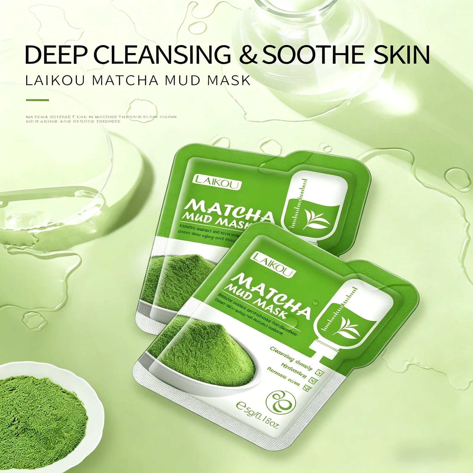LAIKOU 5Pcs Mix Mud Mask 5g Eggplant Tea Tree Matcha Sakura Deep Cleansing Oil Control Blackhead Remover Hydrating Facial Mask Oasis Select