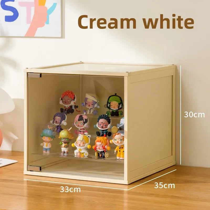 Figure Lego Display Cabinet Model Toy Gundam Shelf Imitation Acrylic Glass Transparent Display Box Oasis Select Milk white 33cm