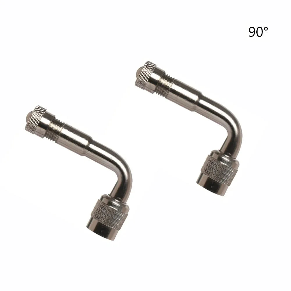 2 Pcs Motorcycle 45 90 135 Degree Angle Bent Valve Adaptor Tyre Tube Valve Extension Adapter for Truck Car Moto Bike Oasis Select Silver-90 2pcs