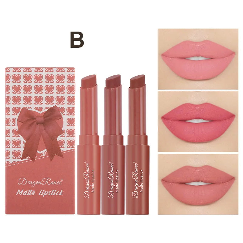 Dragon Ranee Matte Nude Lipstick Pencil Set – 3pc Waterproof