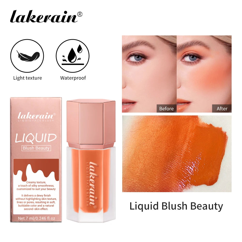 Lakerain Liquid Blush Waterproof & Sweat-proof Creamy Texture Pink Blush Long-lasting Light Natural Matte Velvet Matte Makeup Oasis Select