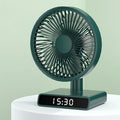 URGGU LED Clock Desktop Fan – Rechargeable Oscillating Fan