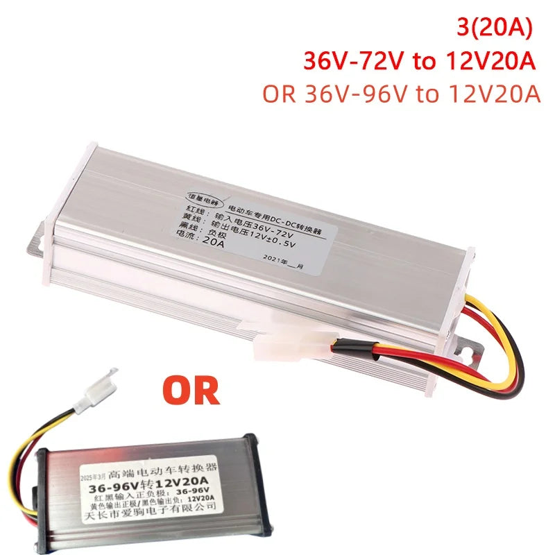 DC 36/48/60/72V to 12V 10A 15A 20A 180W Electric Vehicle DC Converter Electric Power Transformer Oasis Select 320A