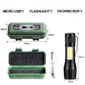 Mini Torch LED Rechargeable Flashlight Portable USB Charging Flashlight High Power Bank Camping Waterproof Long Range Lantern Oasis Select 913 gray