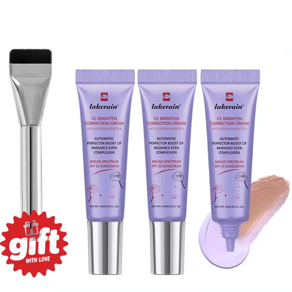 3Pcs Free Brush Color Changing CC Cream Centella Korean Liquid Foundation Long Lasting Face Base Makeup Foundation Oasis Select 3pcs free Brush 3