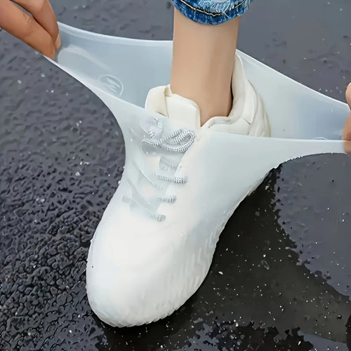 1 Pair Latex Rain Boots Waterproof Shoe Cover White, Rain Shoe Cover, All Day Comfortable Elastic Fit, Unisex Shoe Cover Oasis Select