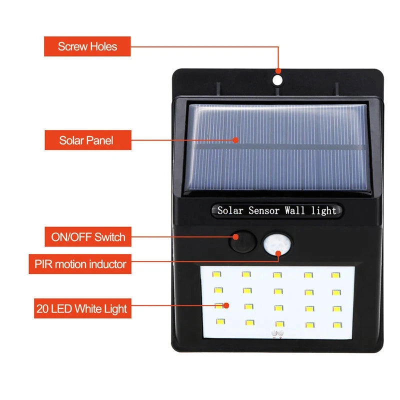 Hot Sale 20~30 LED Solar Light Wireless Sensor Waterproof Solar Wall Lamp Outdoor Motion Garden Decoration Spotlights Oasis Select