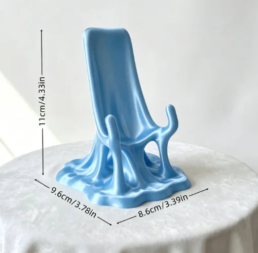 Melting Liquid Fluid Phone Stand 3D Printed Portable Desktop Cell Phone Holder Mobile Cradle Home Office Kawaii Table Decor Gift Oasis Select Melted silk blue