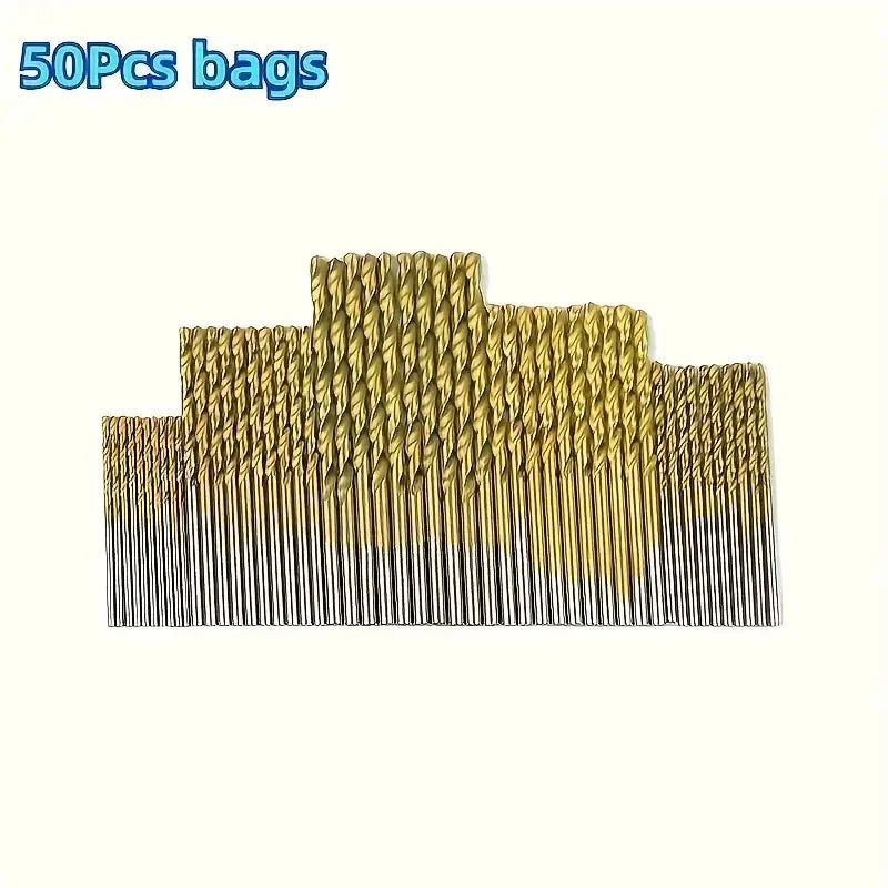 50/99pc Titanium HSS Twist Drill Bit Set 1–3mm | Wood & Metal Twist Drill Bit Set Oasis Select oz0316-50pcs