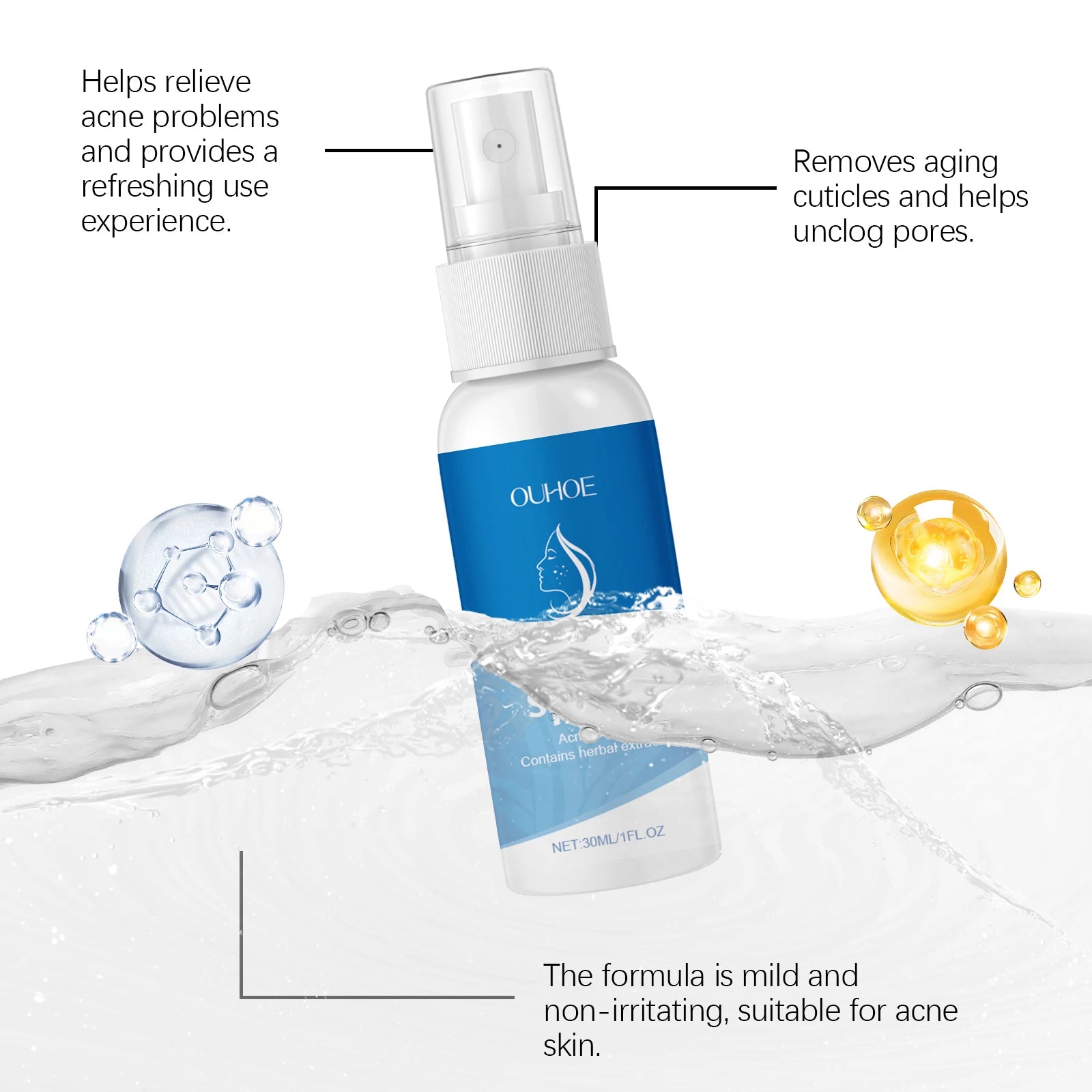 30ML Herbal Soothing Face Spray Deep Nourishing Relief Discomfort Reduce Reness Moisturizing Refreshing Face Acne Care Spray Oasis Select