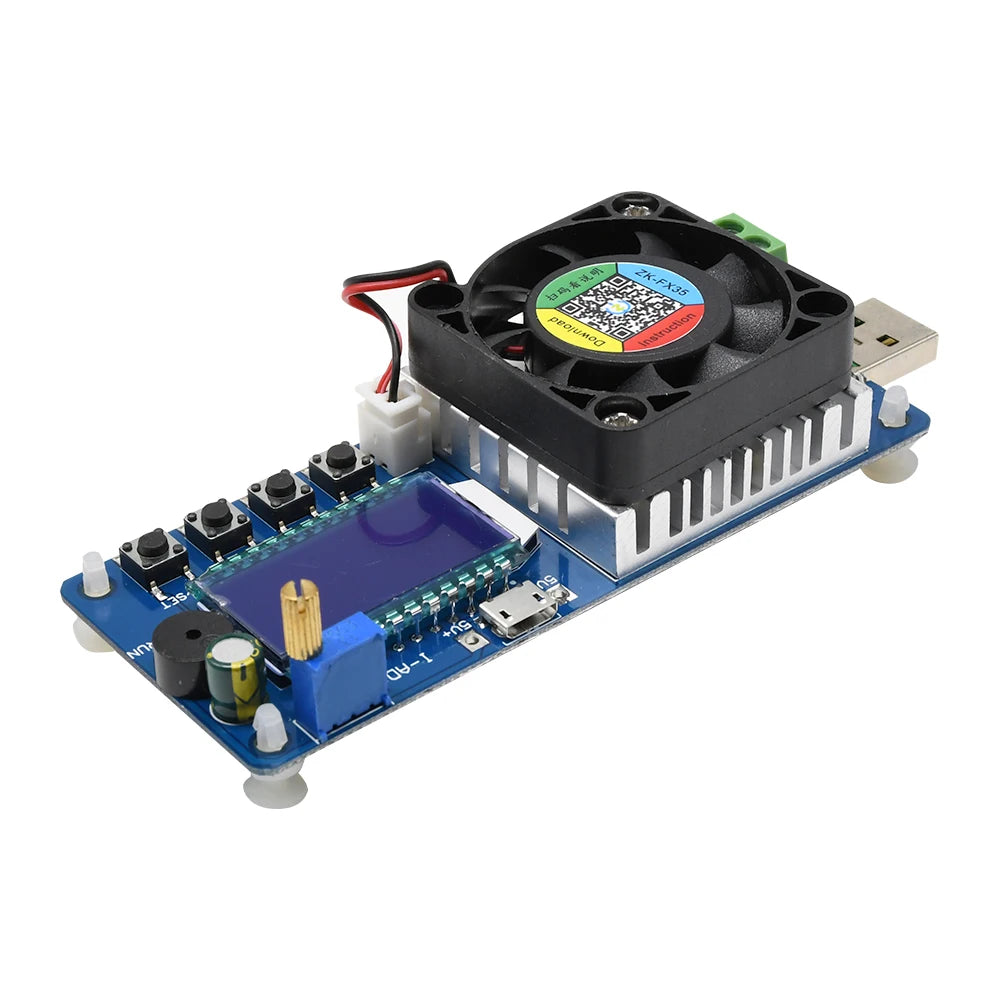 35W USB Battery Capacity Tester Electronic Load Current Voltage Power Tester Current Adjustable with Screen Display Protection Oasis Select