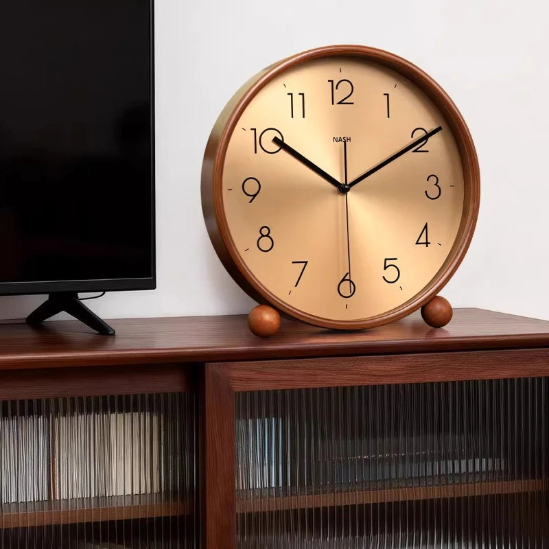 Vintage Light Luxury Solid Wood Clock Living Room New Home Pendant Clock Desktop Pendant Placement Oasis Select