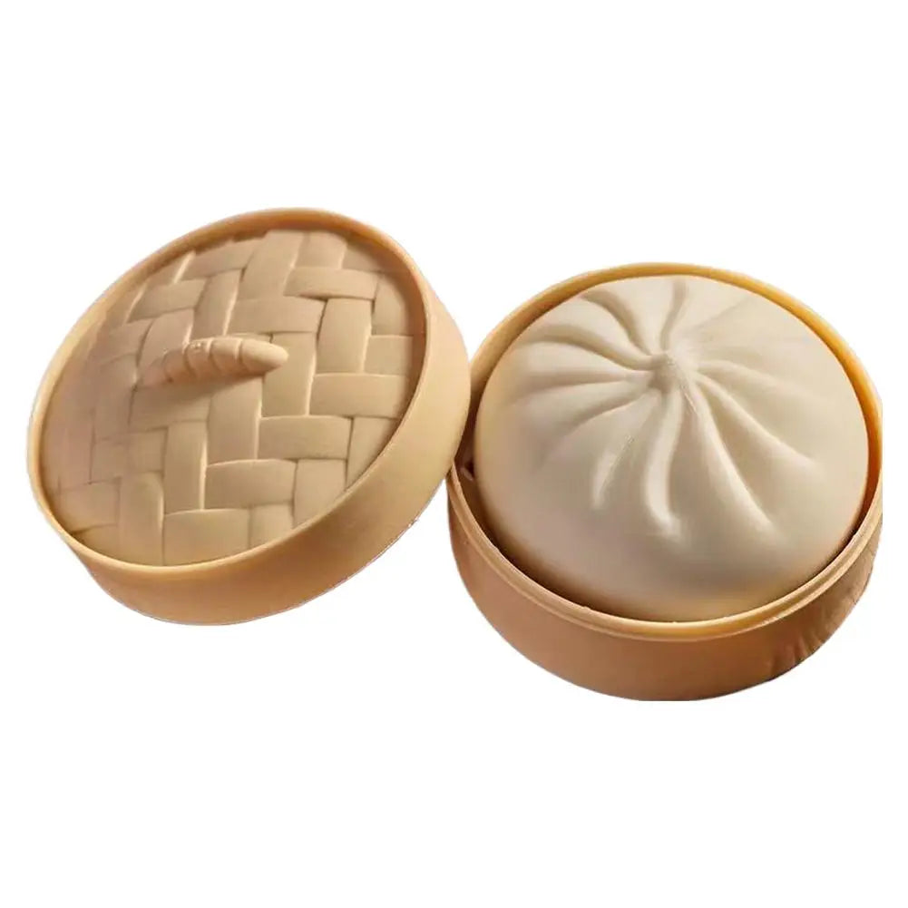 Realistic Colored Steamed Bun Toy With 6cm Small Steamer Slow Rebound Molding Soft Pressure Relief For Office Study Relaxation Oasis Select white