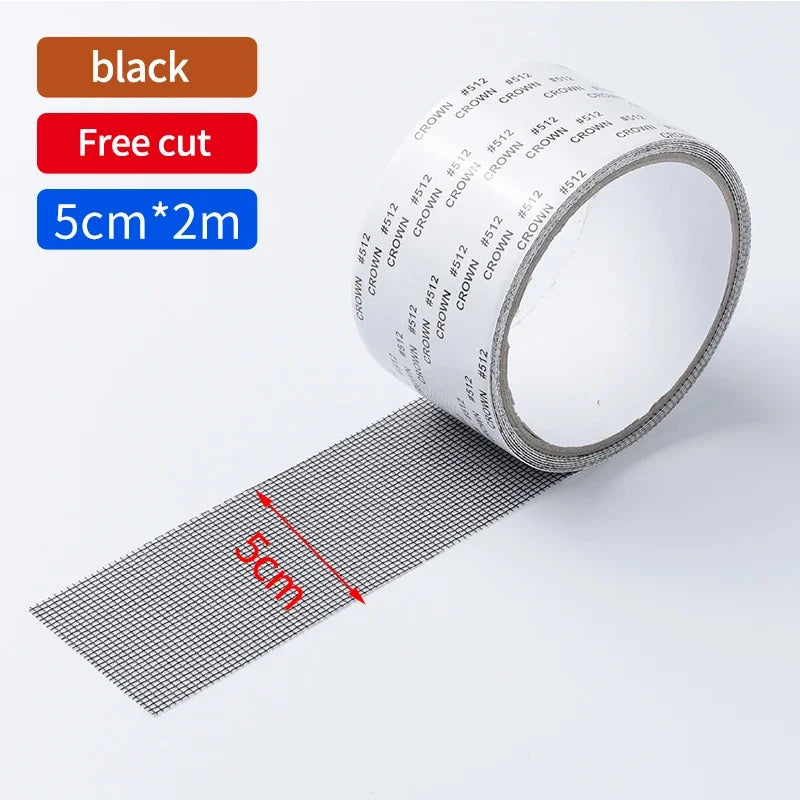 2M Strong Self-Adhesive Window Screen Repair Tape - Cover Holes and Tears, Keep Insects Out Window Screen Mosquito Net Oasis Select black 5cmx2meter 1pcs