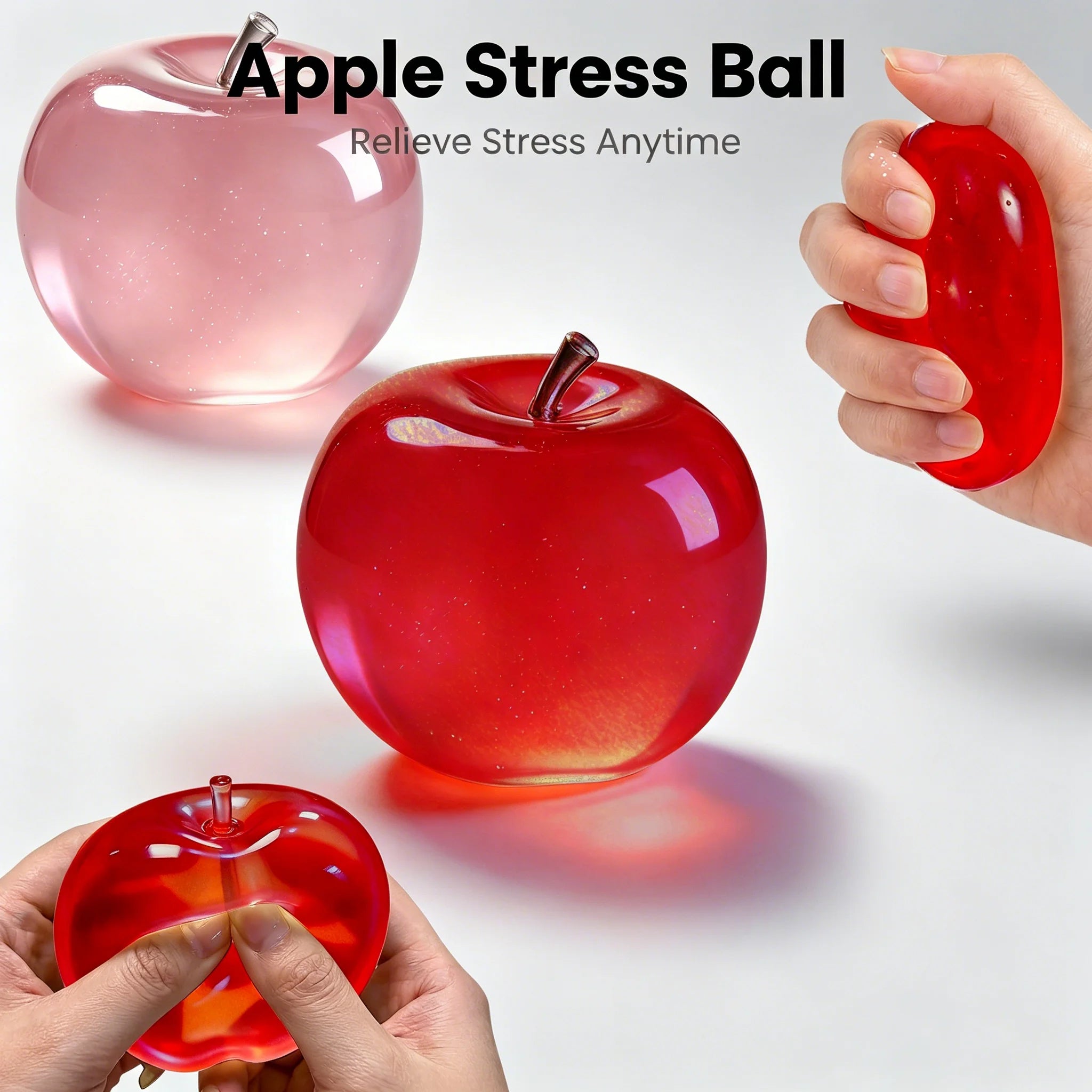 Glitter Crystal Apple Squishy Ball Stress Relief Sensory Fidget Toy Cute Desk Decor For Adults Kids Party Favors Gift Oasis Select