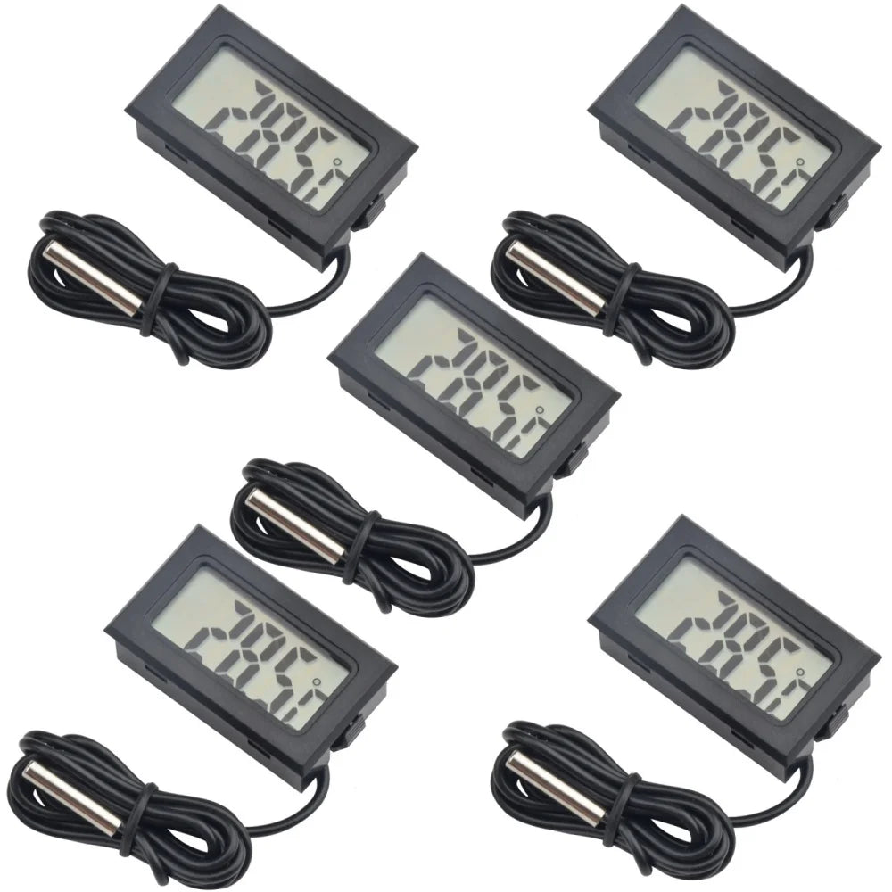 FY-10 LCD Digital Thermometer Aquarium Car Water Bath Temperature Tester Detector Monitor Embedded 1M Temperature Senor Cable Oasis Select 5pcs
