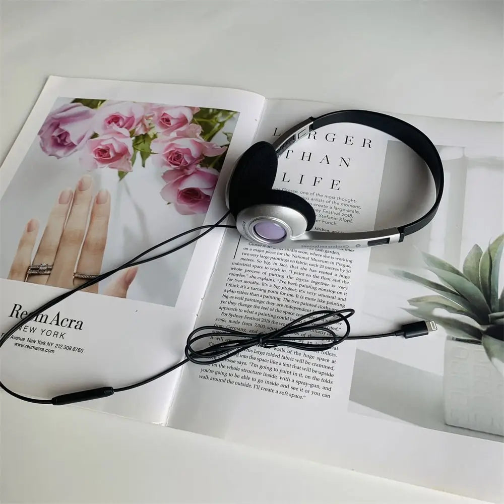 Y2k Personality Retro Headphones Millennium Wind Headset Blue Black Fashion Style Headset Over Ear Earbud 3.5mm Type C Headset Oasis Select Purple-IOS