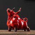 Ceramic Fengshui Buffalo Small Ornaments To Attract Wealth Chinese Style Home Desktop Decoration Zodiac Ox Gifts Oasis Select A red