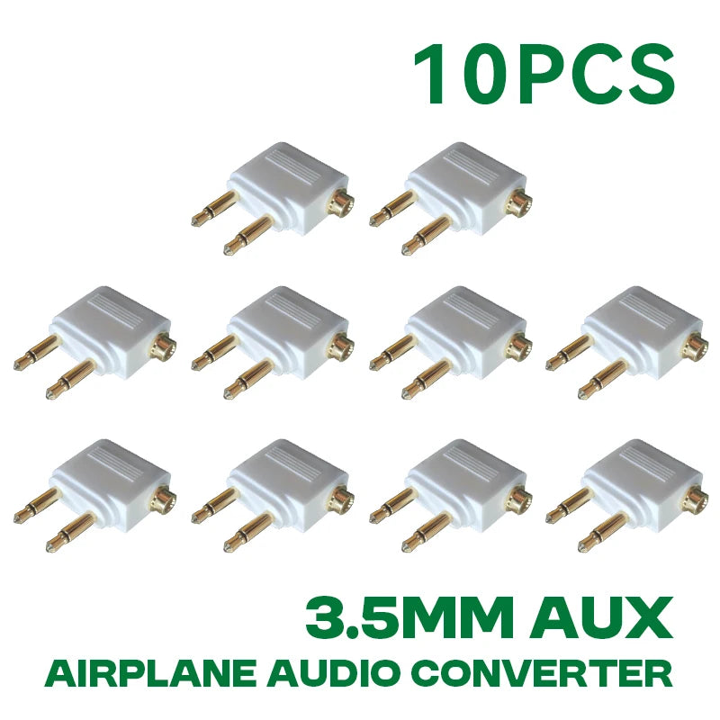Wholesale 1-10PCS/Lot 3.5MM AUX Airplane Audio Converter Airline Aircraft Headphone Plug Jack Audio Adapter For Aircraft Travel Oasis Select 10PCS White