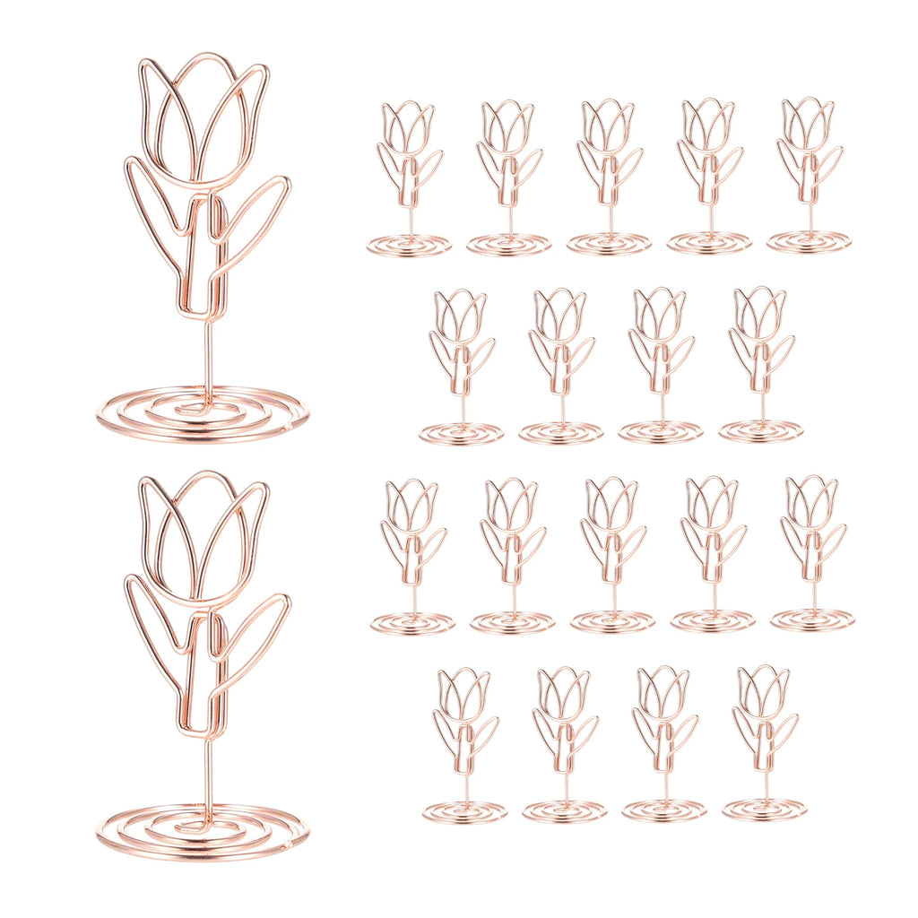 20 Pcs Table Number Holder Photo Clips Tulip Shaped Sign Stand Name Card for Centerpieces Wedding Birthday Party Home Decoration Oasis Select