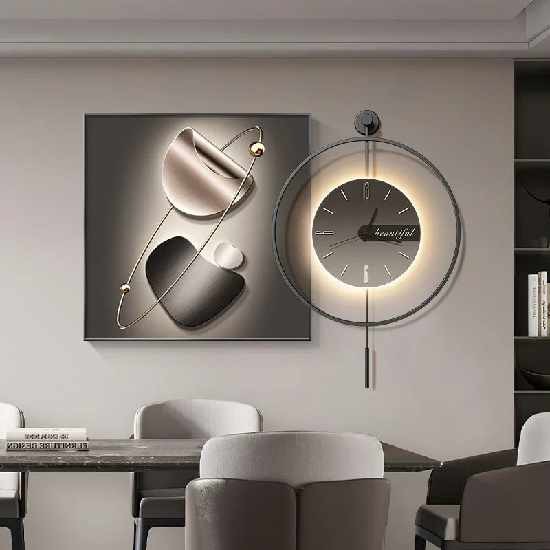 Modern Simple Restaurant Decoration Painting High-end Clock Hanging Painting Light Luxury Living Room Wall Decoration Clock Oasis Select