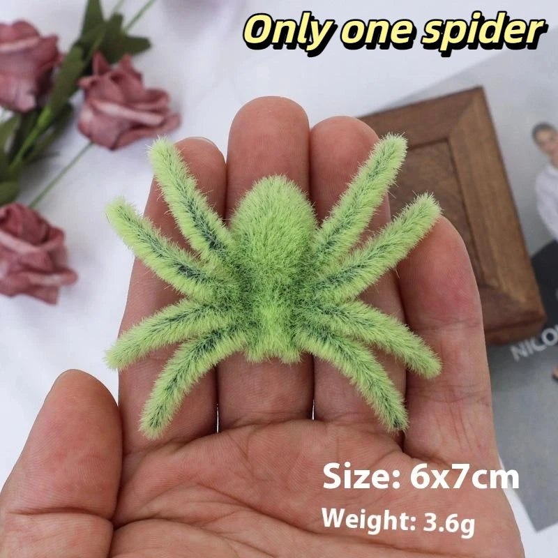3D Flocking Black Spider Figurine | Halloween Party Decor