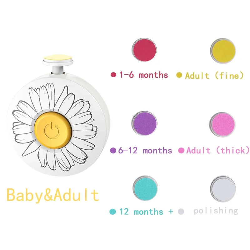 Electric Baby Nail Trimmer Kid Nail Polisher Tool Infant Manicure Scissors Baby Hygiene Kit Baby Nail Clipper Cutter For Newborn Oasis Select white 6 grind heads