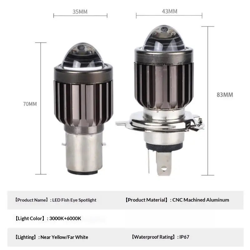 1Pcs Universal Motorcycle H4/BA20D Headlight Hard Light Led Light Motorbike Lamp Ultra-Long Illumination Distance Oasis Select
