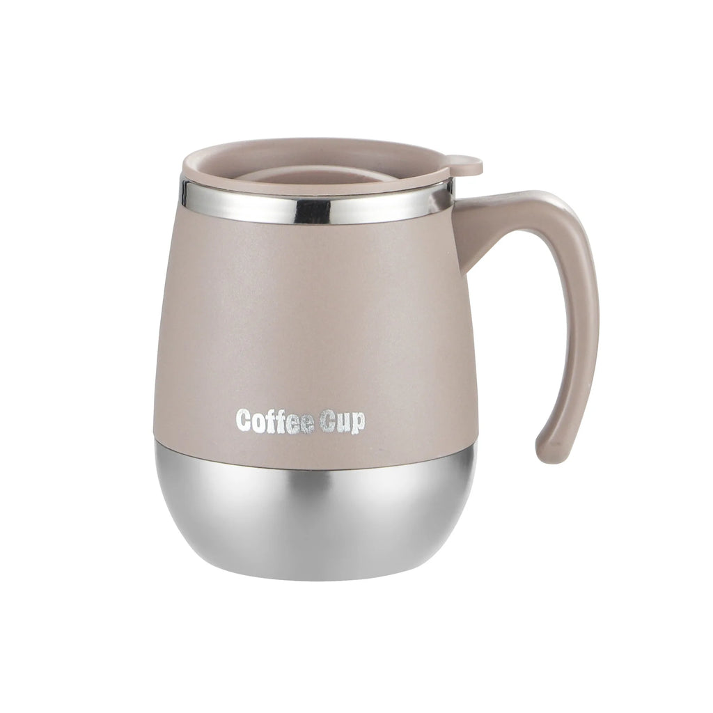 500ml Insulated Stainless Steel Coffee Mug with Lid, Double-Wall Vacuum Thermal Cup for Hot and Cold Drinks, for Home, Outdoor Oasis Select khaki 500ml