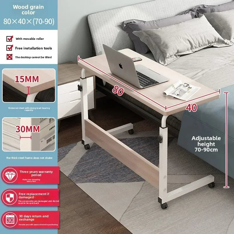 Multi-functional Computer desk Bedside table Mobile lifting small table Household small laptop holder with wheels Durable Oasis Select Maple 80 40