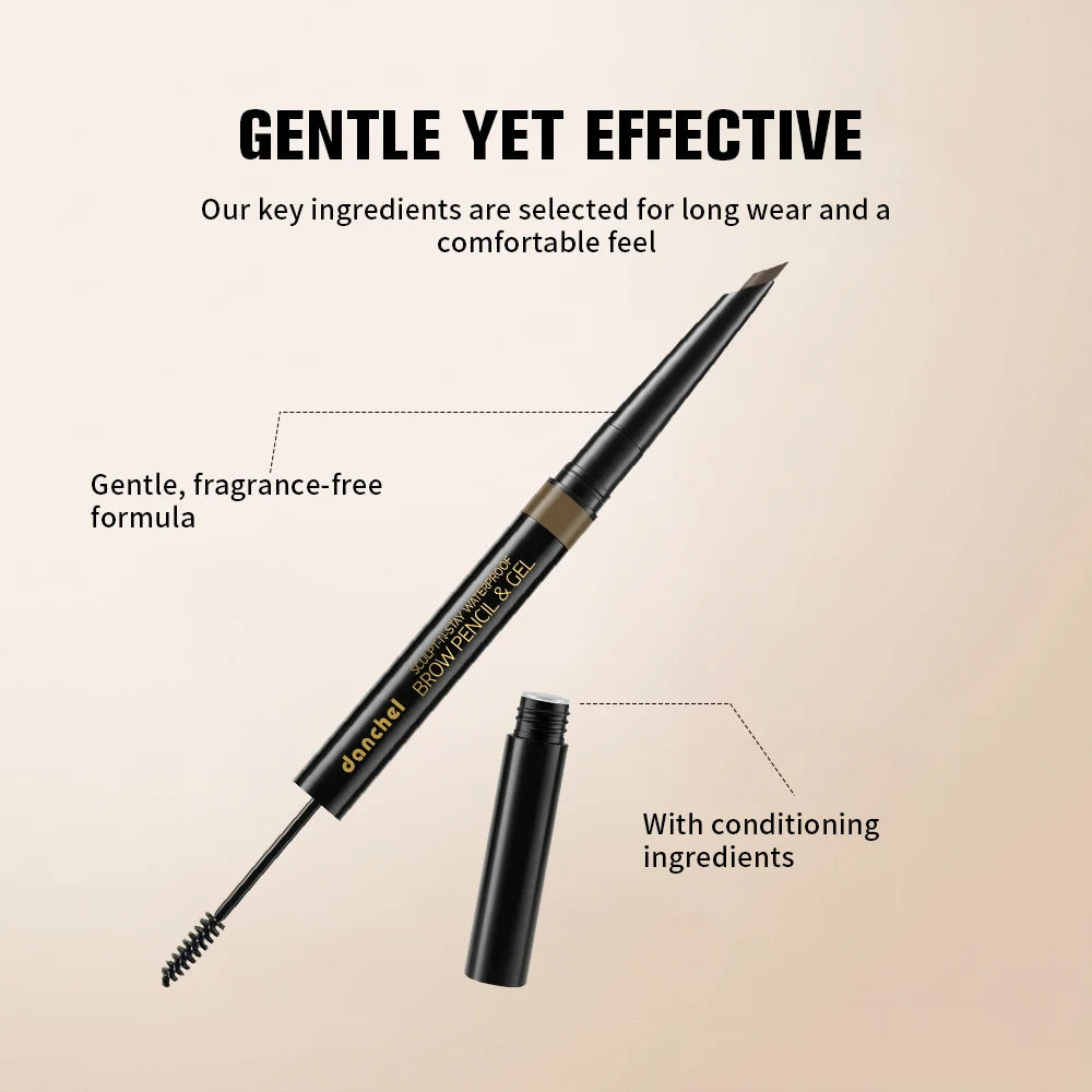 2-in-1 Eyebrow Pencil & Gel Quick Drying Transparent Eyebrow Gel Waterproof Long Lasting Strong-hold Dual-ended Eyebrow Pencil Oasis Select
