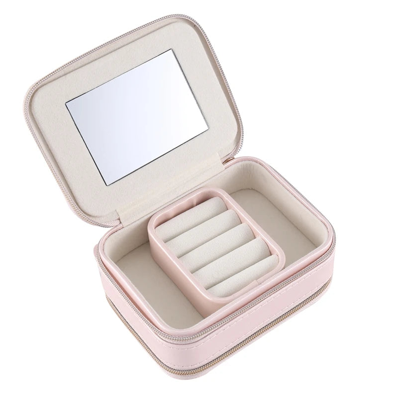 Portable Jewelry Storage Box Organizer Display Travel Jewelry Zipper Case Box Earrings Necklace Rings Jewelry Box Oasis Select