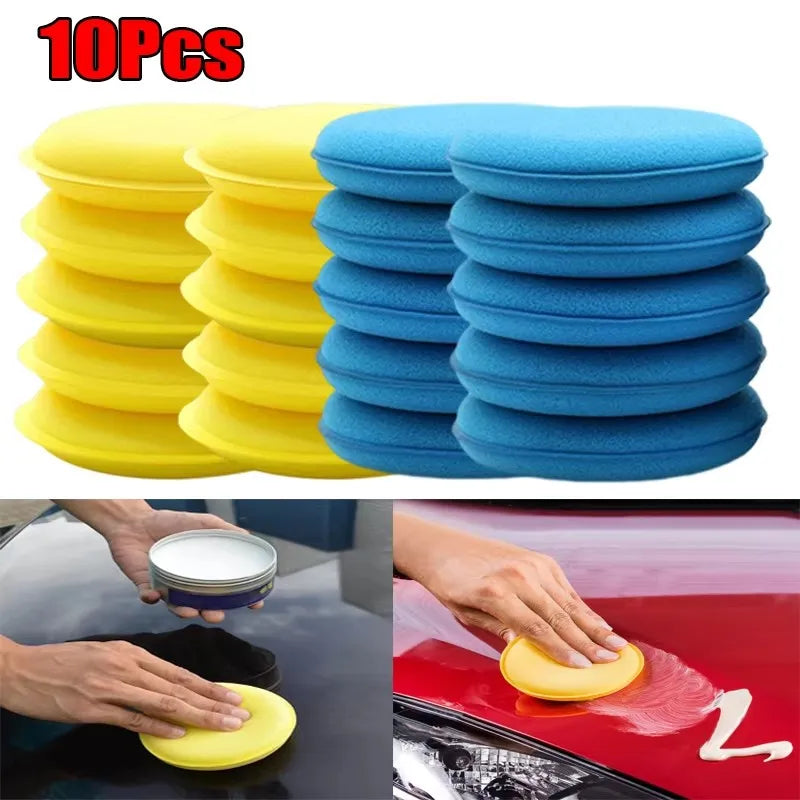 5/10Pcs Round Car Foam Sponge Wax Applicator Cleaning Detailing Pads Car Waxing Polishing Pad 10cm Car Wash Care Cleaning Kit Oasis Select