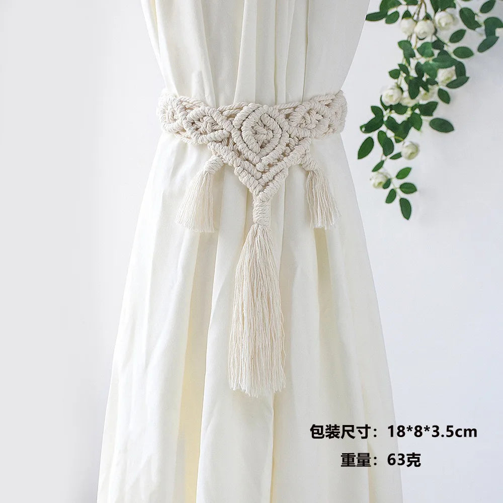 Nordic Style Hand-woven Curtain Tie Rope Decorative Pendant Light Luxury Curtain Tassel Strap Curtain Tie Buckle Home Decor Oasis Select M0808