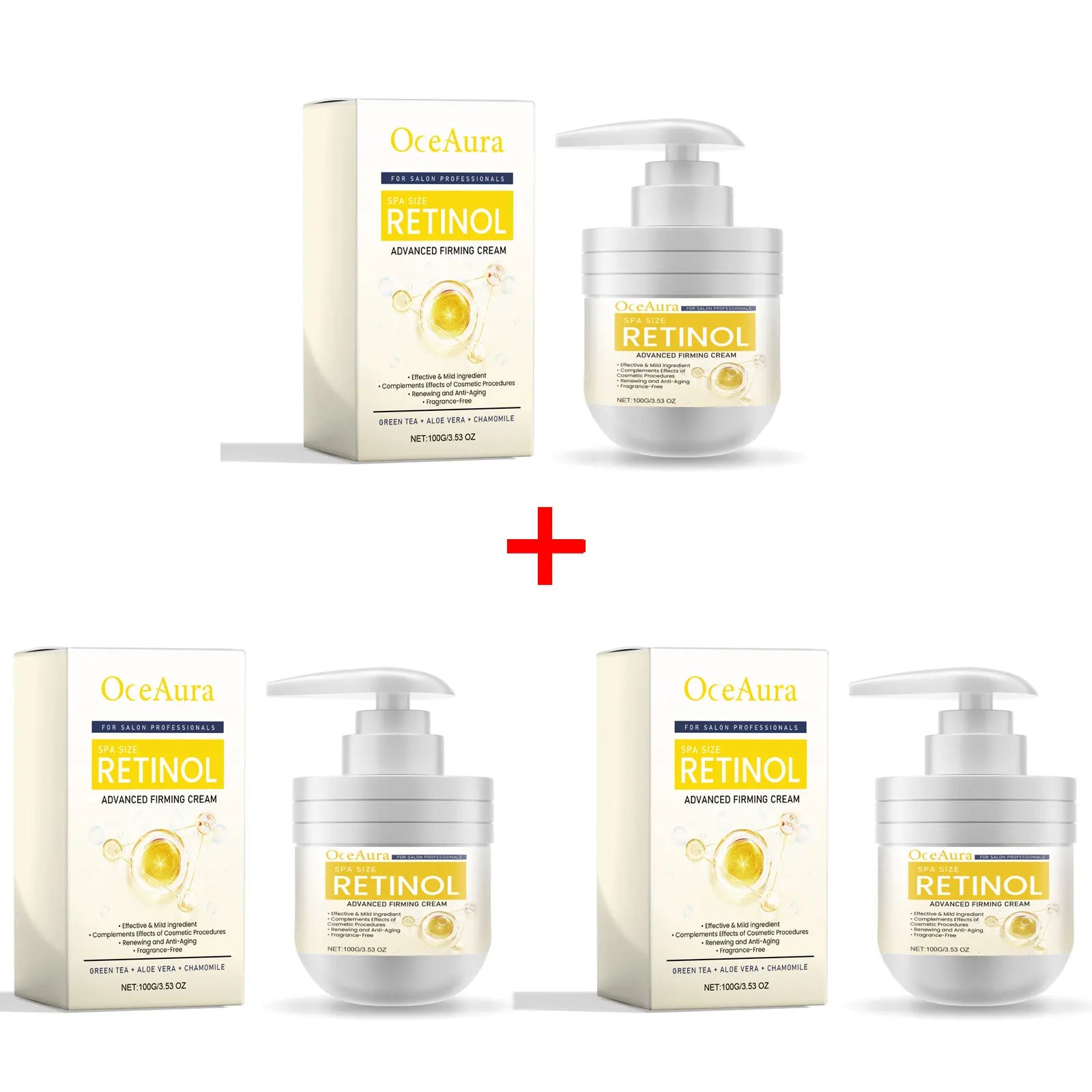 OceAura Retinol Anti-Aging Face & Body Moisturizer Cream 100g Anti-Aging Moisturizer Oasis Select Retinol X 3PCS
