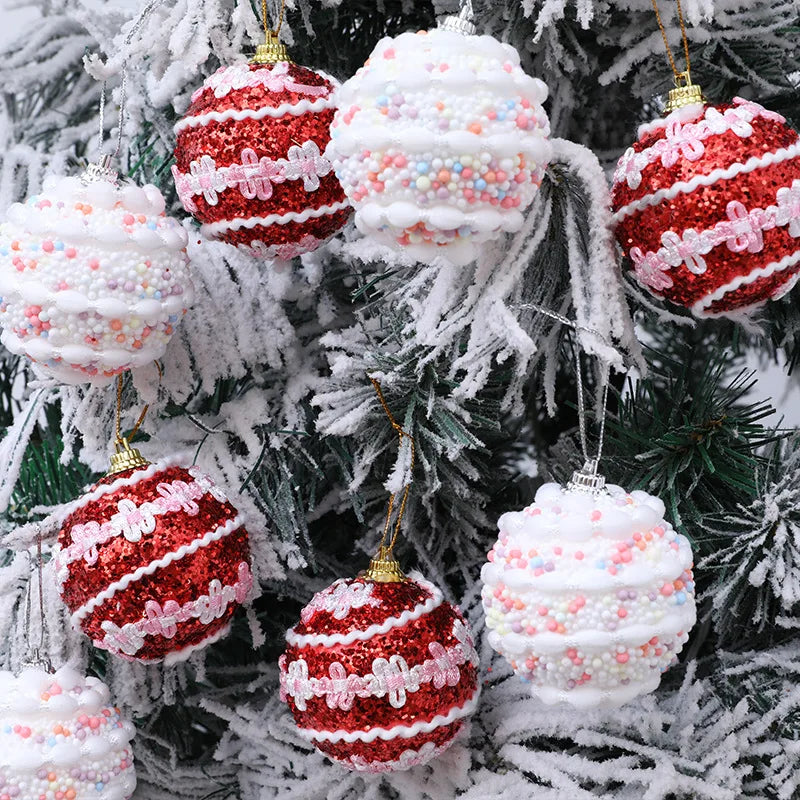 Christmas balls bubble balls Christmas tree creative decoration pendant 6cm Christmas color dots bob ball pendant Oasis Select