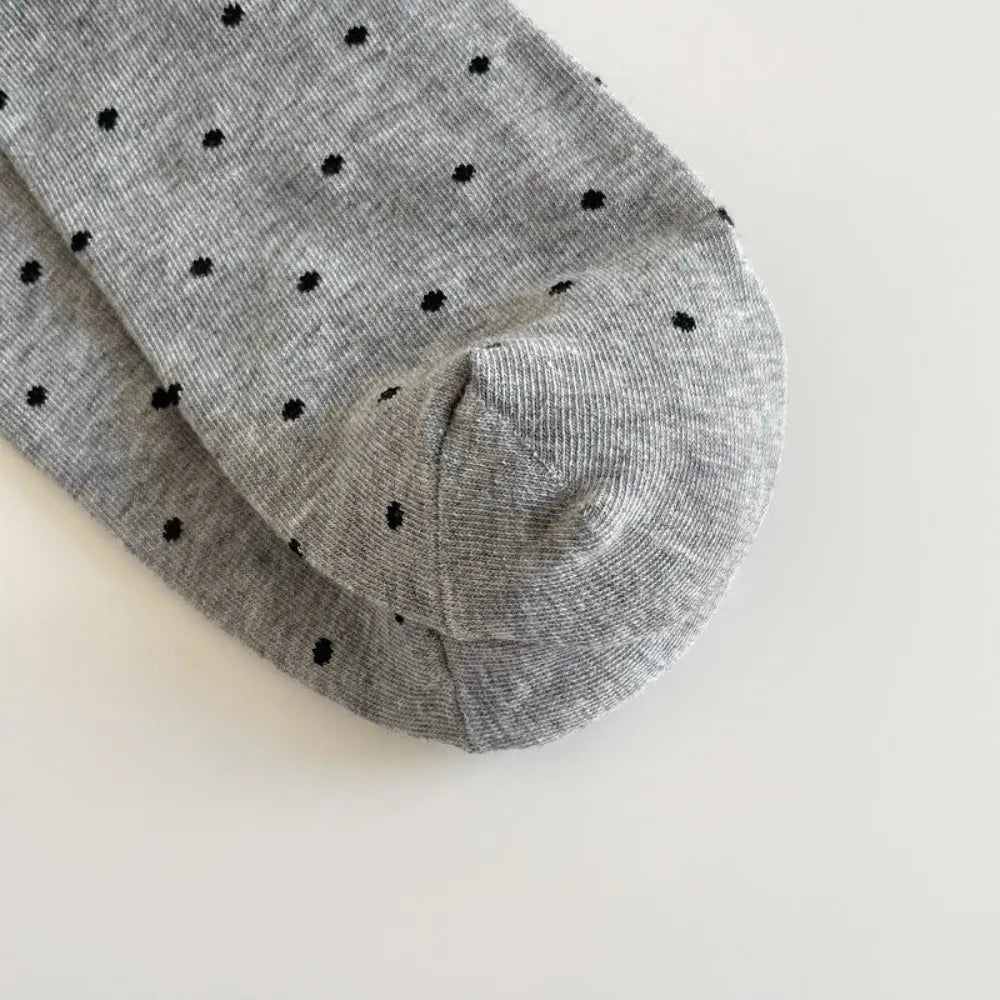 Comfortable Curled-edge Polka Dot Socks Thin Breathable Mid-Tube Socks Sweat Absorbent Women's Socks Summer Oasis Select