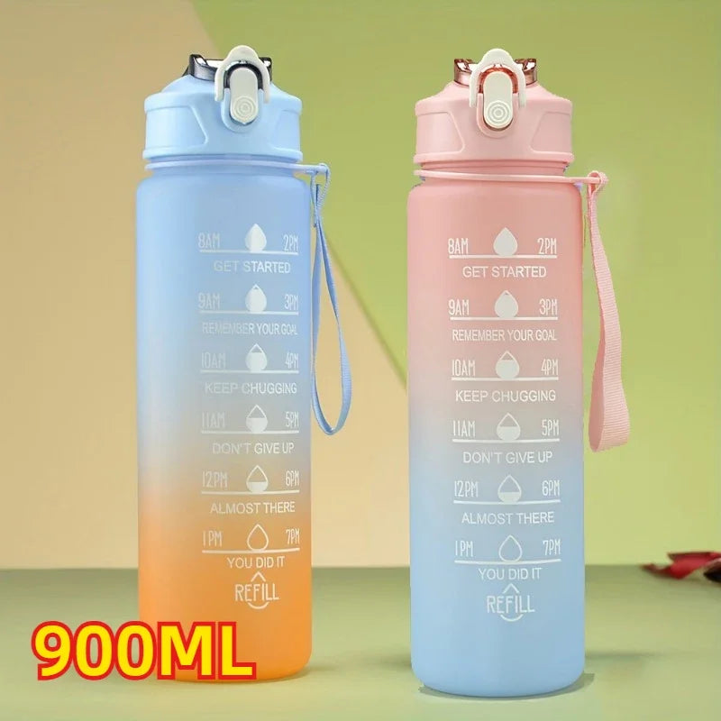 1-3PCS Sports Water Bottle for Running Drinking Bottle 2L Motivational with Time Marker Stickers Portable Reusable Plastic Cups Oasis Select 2pcs-blue-pink Select style