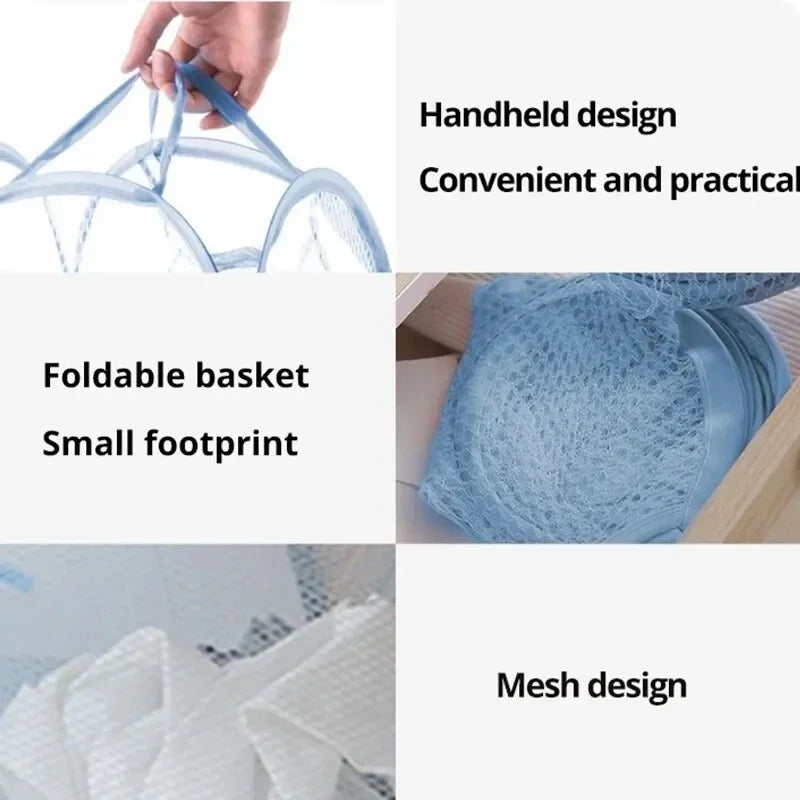 Folding Household Laundry Storage Basket Mesh Dirty Clothes Storage BasketToy Storage Bag Household Storage Bucket Oasis Select