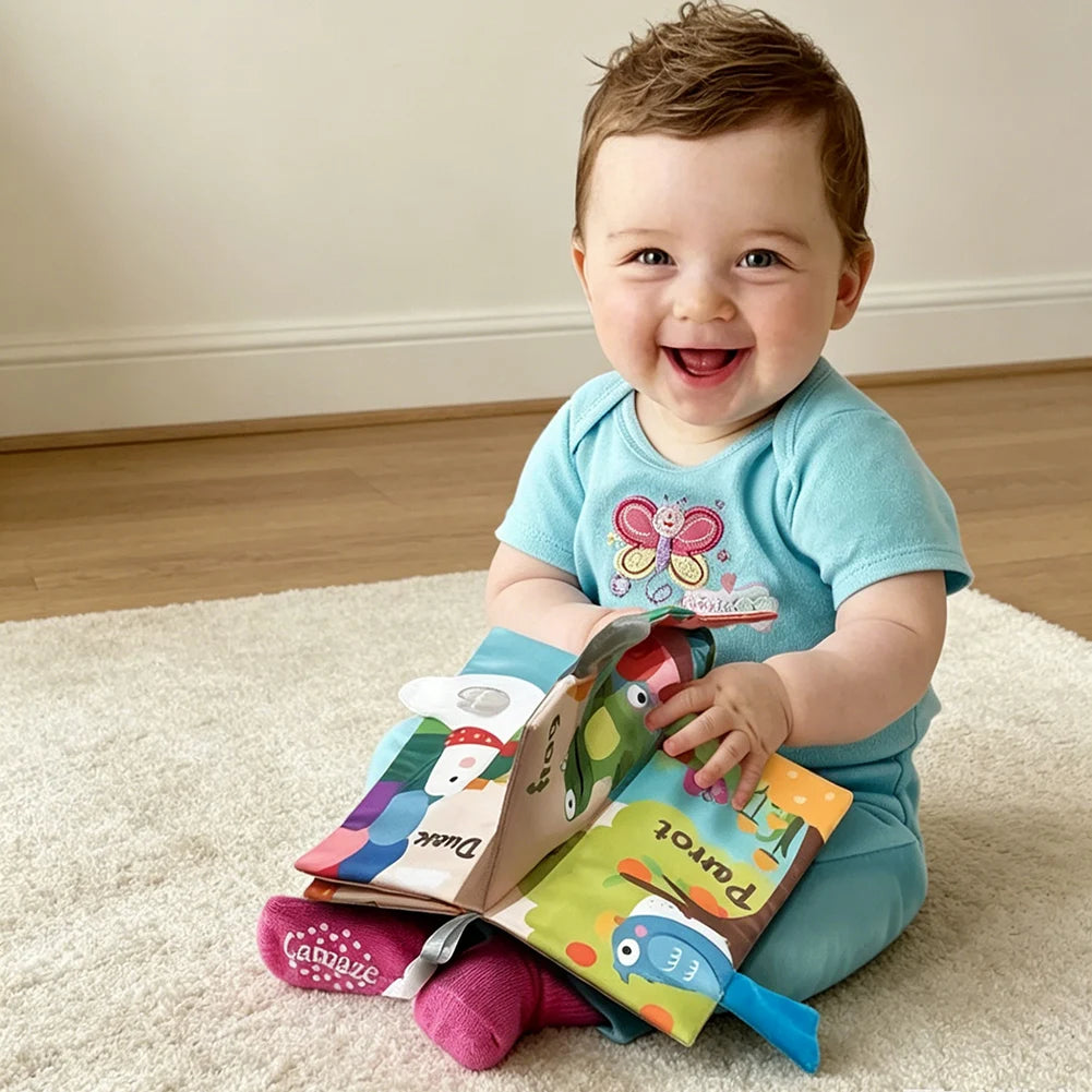 Baby Crinkle Cloth Book – 3D Animal Sensory Toy for Infants