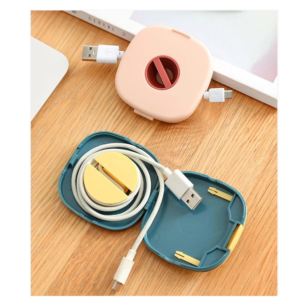 Mini Rotating Cable Winder Box | Portable Cord Organizer