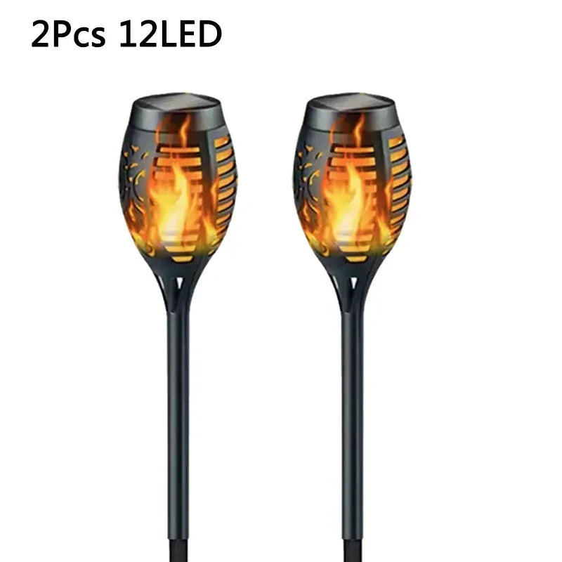 1-10Pack Solar Flame Light Outdoor 96/12 LEDs Flickering Torch Waterproof Night Lamp Garden Decoration for Lawn Path Yard Patio Oasis Select houyan 12LED 2pcs Solar Charge